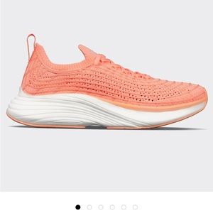 APL Techloom Zipline neon peach/white, size 10 women’s or 8 1/2 men’s shoes.